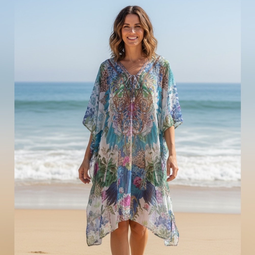Ladies, one size swimsuit, cover-up, beautiful, print, lightweight